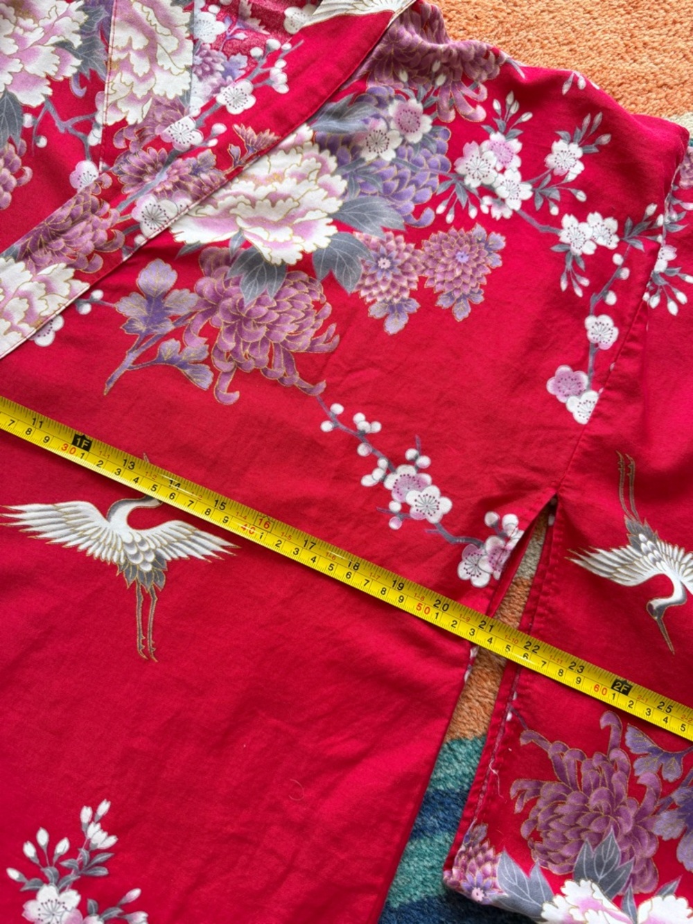 Vintage Pink Floral Cotton Kimono Robe Made in Japan - Picture 7 of 10